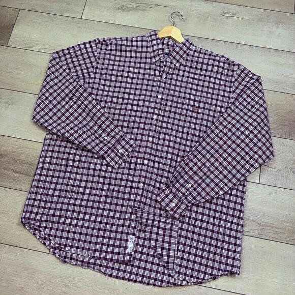 Polo Ralph Lauren Purple Plaid Shirt Men 2XL Tall Classic Fit Color Pony Cotton - Picture 3 of 9